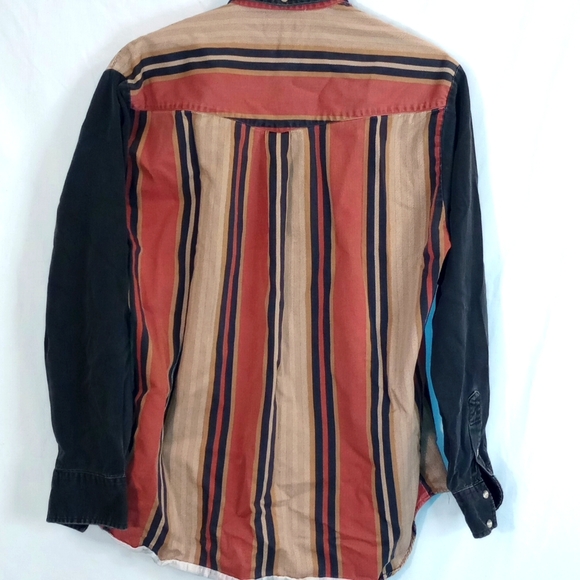 Vintage Cowboy Turtles Association 90's Striped Button Up Down Shirt Size Medium - Picture 5 of 6